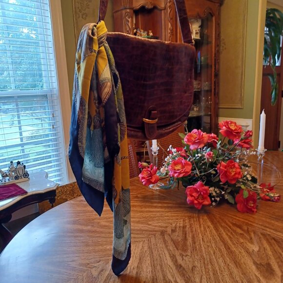 Antonio Scepi Brown Crocodile Leather Saddle Messenger Bsg - Picture 3 of 16